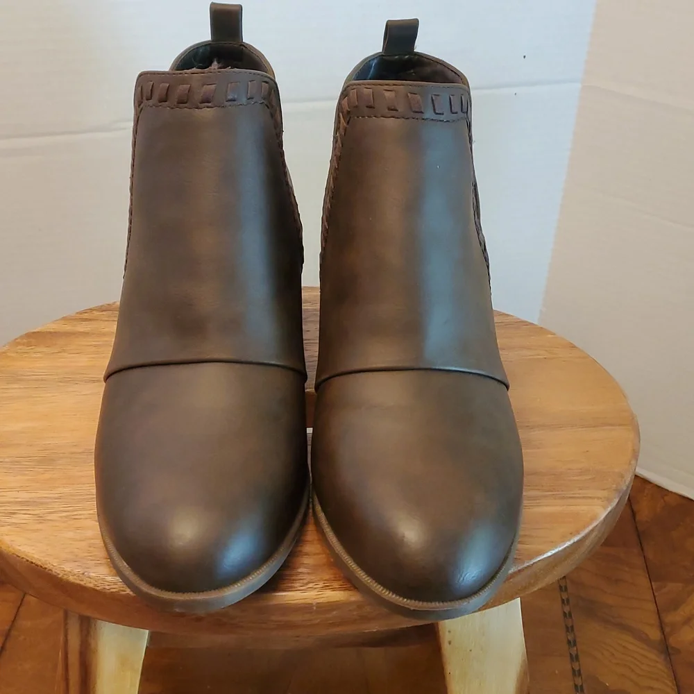 Sophia Taylor Brown Faux Leather Vegan Booties 
